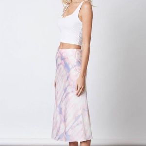 En Saison Satin Tie Dye Midi Skirt Small (S)